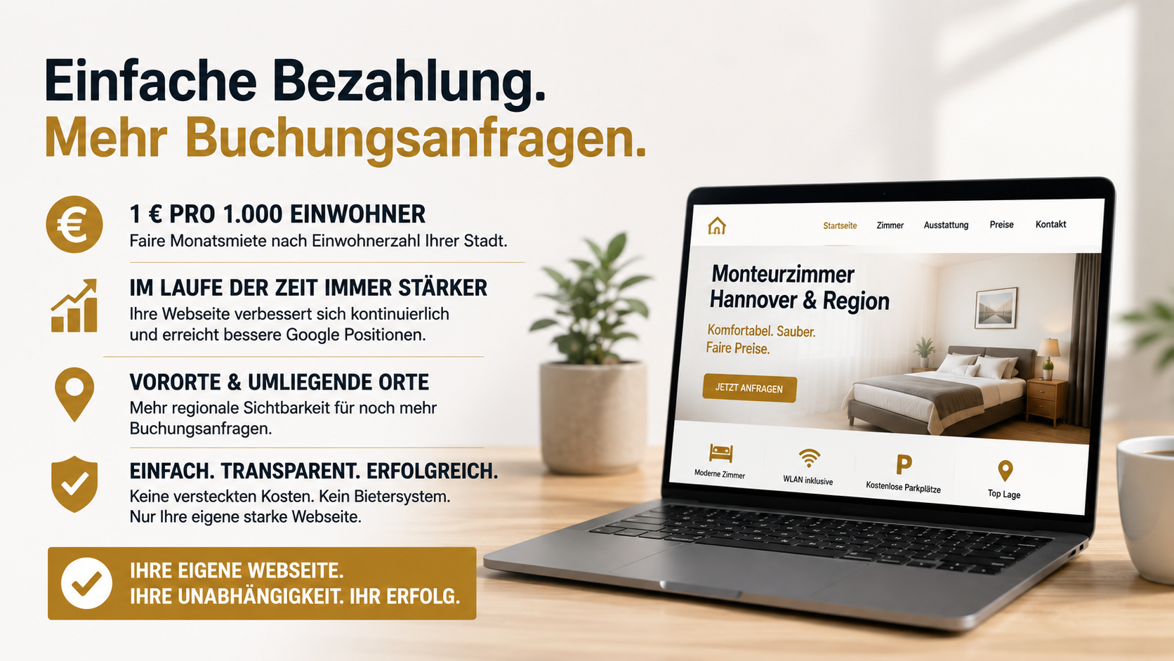 Monteurzimmer Vermieter Webseite